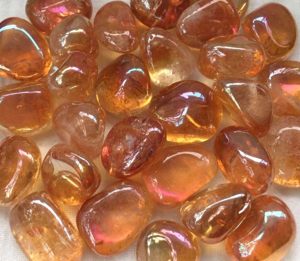 tangerine aura quartz tumblestones