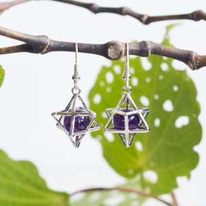 Amethyst merkaba earrings