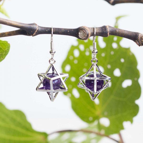 Amethyst merkaba earrings