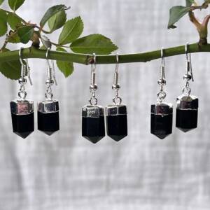 obsidian point earrings