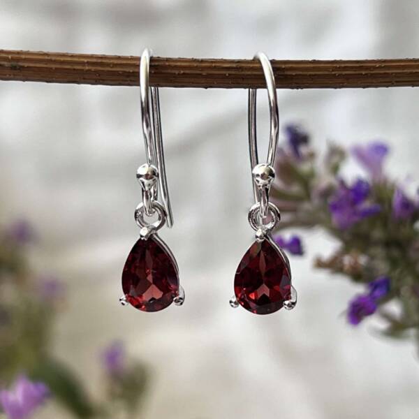 garnet earrings set in silver