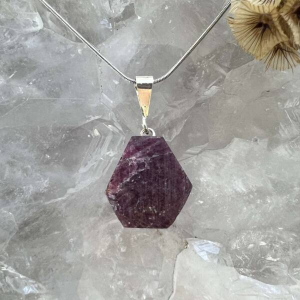 ruby pendant natural corundum gemstone red crystal necklace