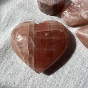 rose calcite heart