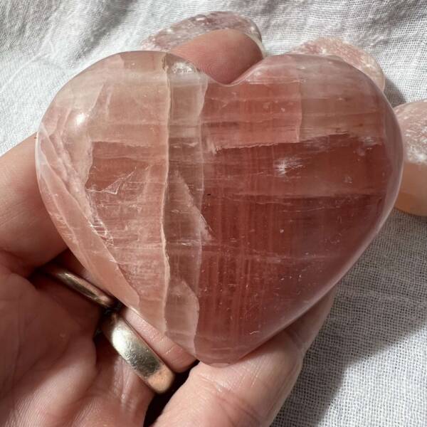 rose calcite heart