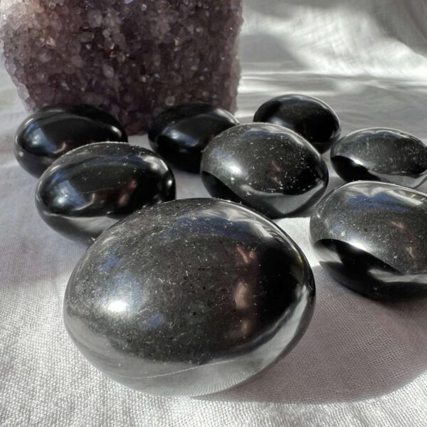 black basalt tumblestone large polished lava natural volcanic mineral pebble