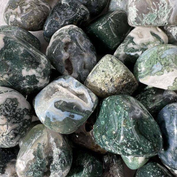 moss agate tumblestones natural polished quartz crystals