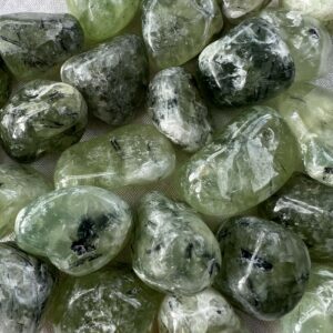prehnite tumblestones dark green polished crystals