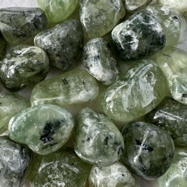 prehnite tumblestones dark green polished crystals