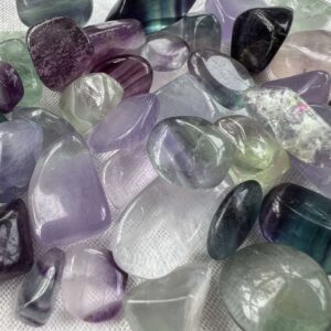 fluorite tumblestones purple green and clear natural polished crystal