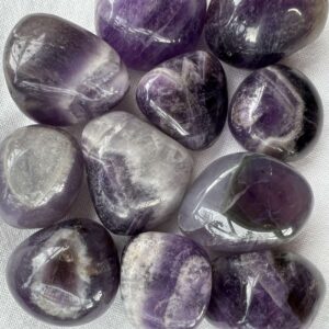 chevron amethyst tumblestone natural purple quartz white banding clear crystal