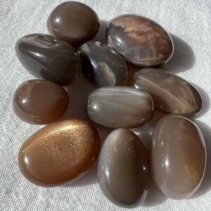 black moonstone tumblestones polished dark feldspar chatoyant crystal
