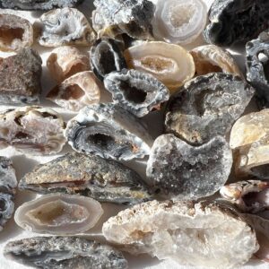 part polished natural quartz geodes clear crystals in cavities