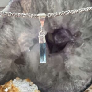 blue tourmaline pendant natural blue crystal