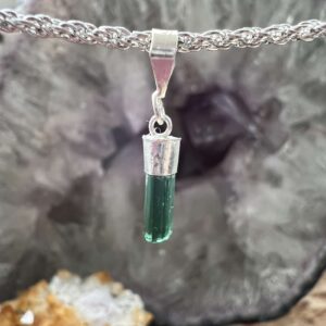 green tourmaline pendant natural mineral crystal necklace