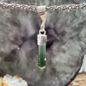 green tourmaline pendant natural mineral green crystal heart chakra