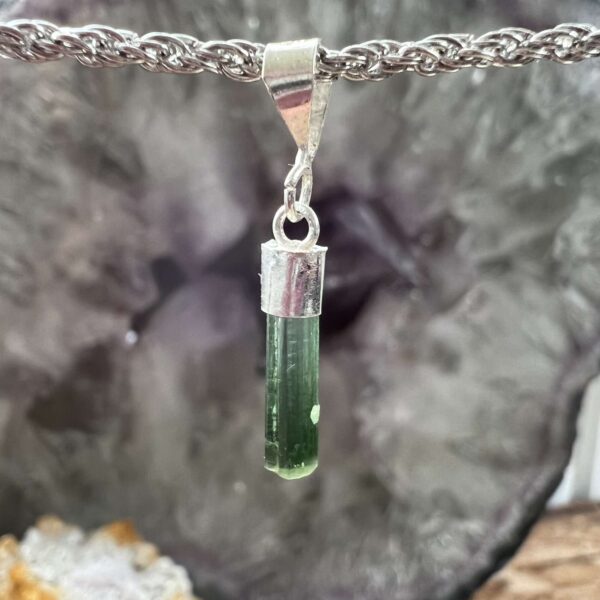 green tourmaline pendant natural mineral green crystal heart chakra