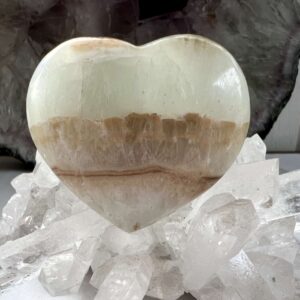 Caribbean calcite heart natural aragonite and calcite carved and polished crystal