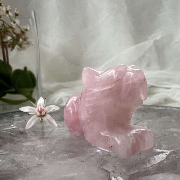 rose quartz lion carved pink crystal natural rock statue home decor