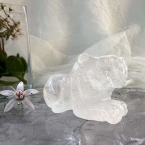 clear quartz lion natural rock crystal carved statue