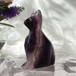 fluorite cat statuette small carving natural crystal rock