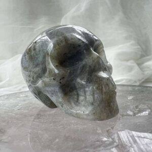 labradorite skull carved natural mineral grey feldspar