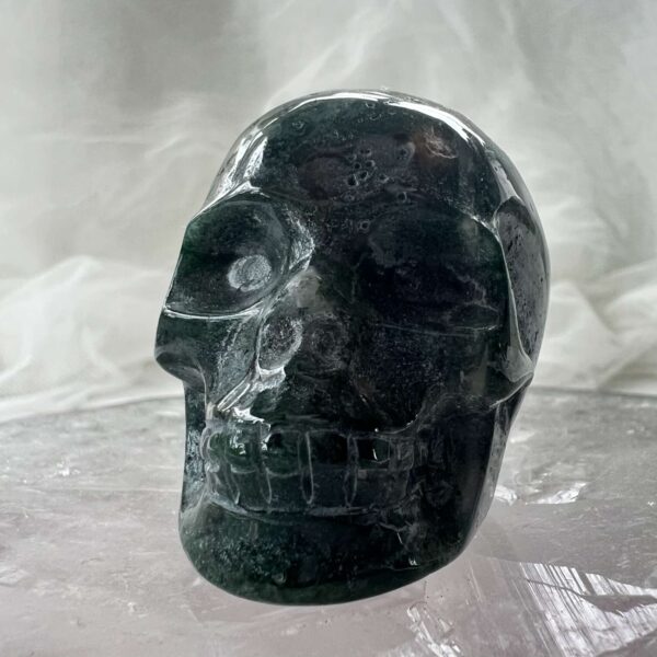 moss agate skull