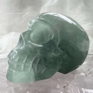 green fluorite skull natural carved crystal