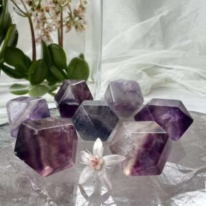 14 sided fluorite shape polished crystal geometric