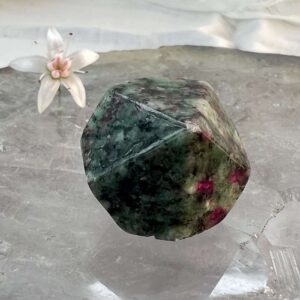 ruby zoisite geometric shape red corundum in tanzanite