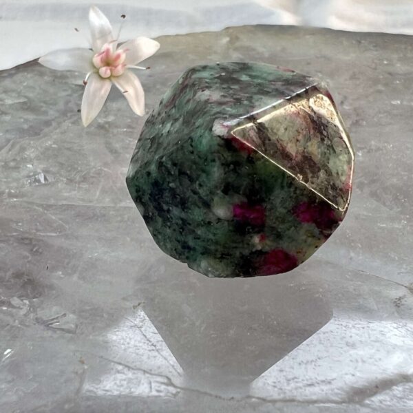 ruby zoisite geometric shape red corundum in tanzanite