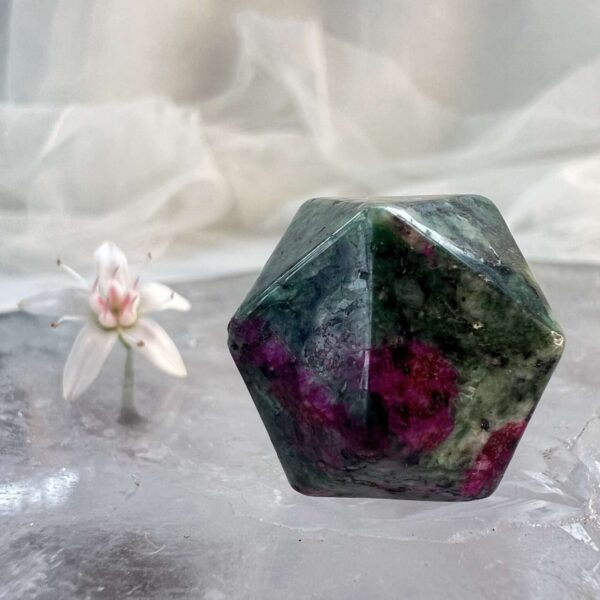 ruby zoisite geometric shape red corundum in tanzanite