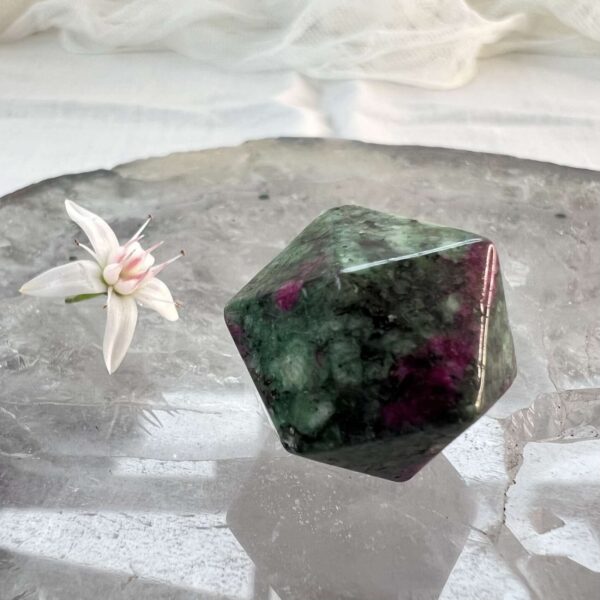 ruby zoisite geometric shape red corundum in tanzanite