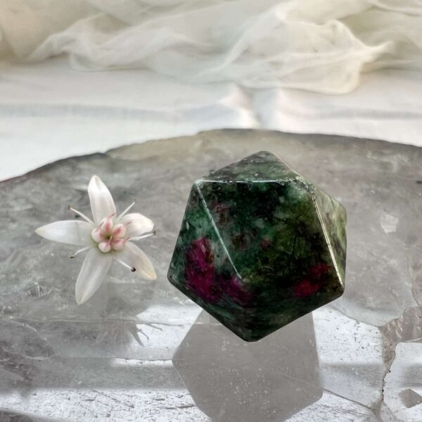 ruby zoisite geometric shape red corundum in tanzanite