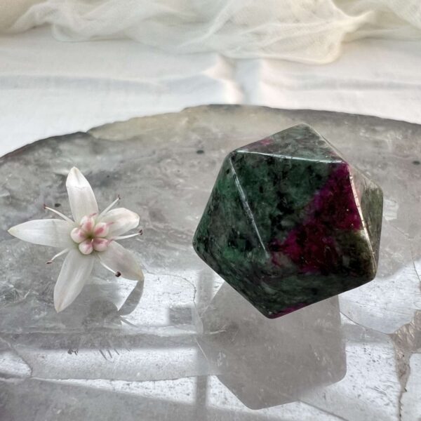 ruby zoisite geometric shape red corundum in tanzanite