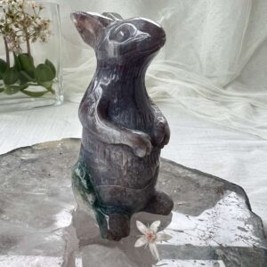 agate and moss agate hare natural mineral carved animal statue