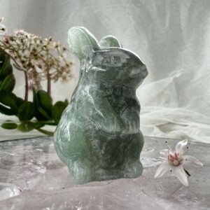 aventurine rabbit green crystal carved animal statue