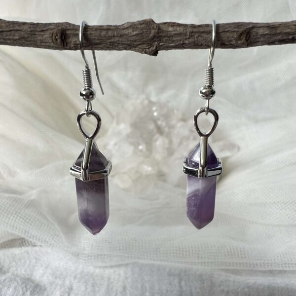 chevron amethyst earrings purple crystal jewellery