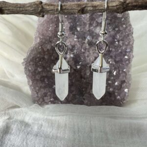 clear quartz drop earrings natural crystal gem jewellery