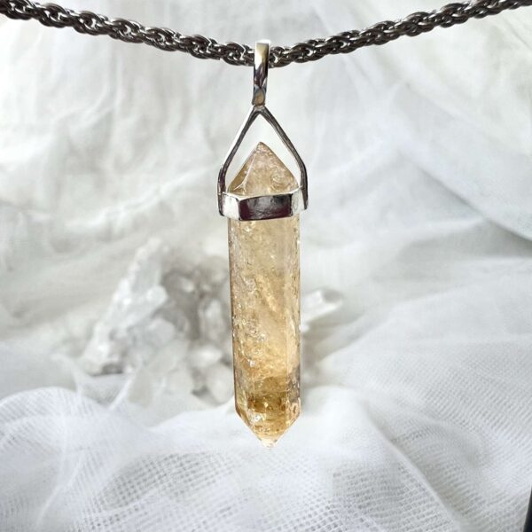 citrine pendant double terminated citrine point natural crystal necklace healing jewellery