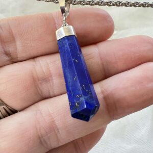 lapis lazuli pendant blue crystal silver necklace healing jewellery