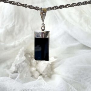 black tourmaline pendant black gemstone necklace crystal jewellery root chakra healing