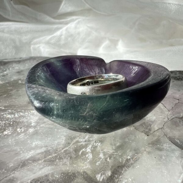 heart shaped fluorite dish