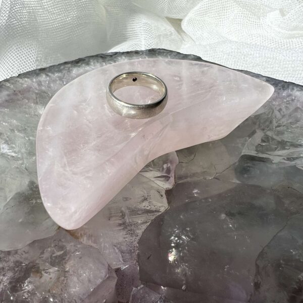 moon shaped rose quartz dish