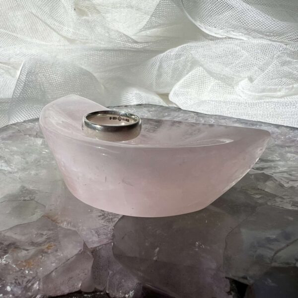 moon shaped rose quartz dish