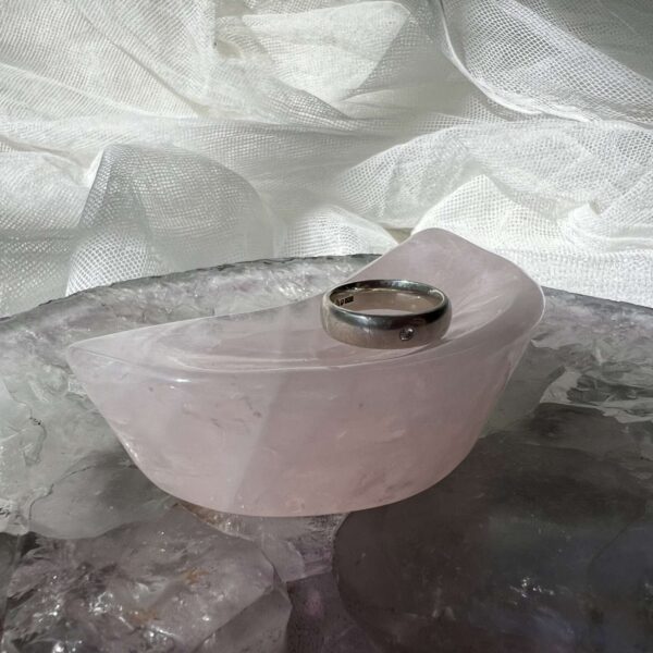 moon shaped rose quartz dish