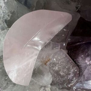 moon shaped rose quartz dish