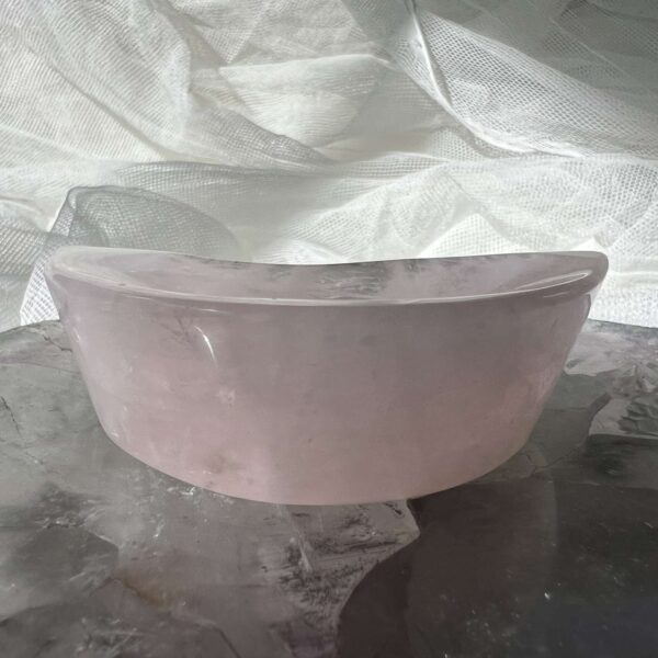 moon shaped rose quartz dish