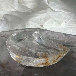 clear quartz golden healer moon dish bowl home decor natural decoration