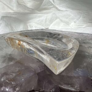 clear quartz golden healer moon dish