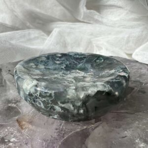 moss agate dish natural green and white quartz crystal home decor jewellery holder